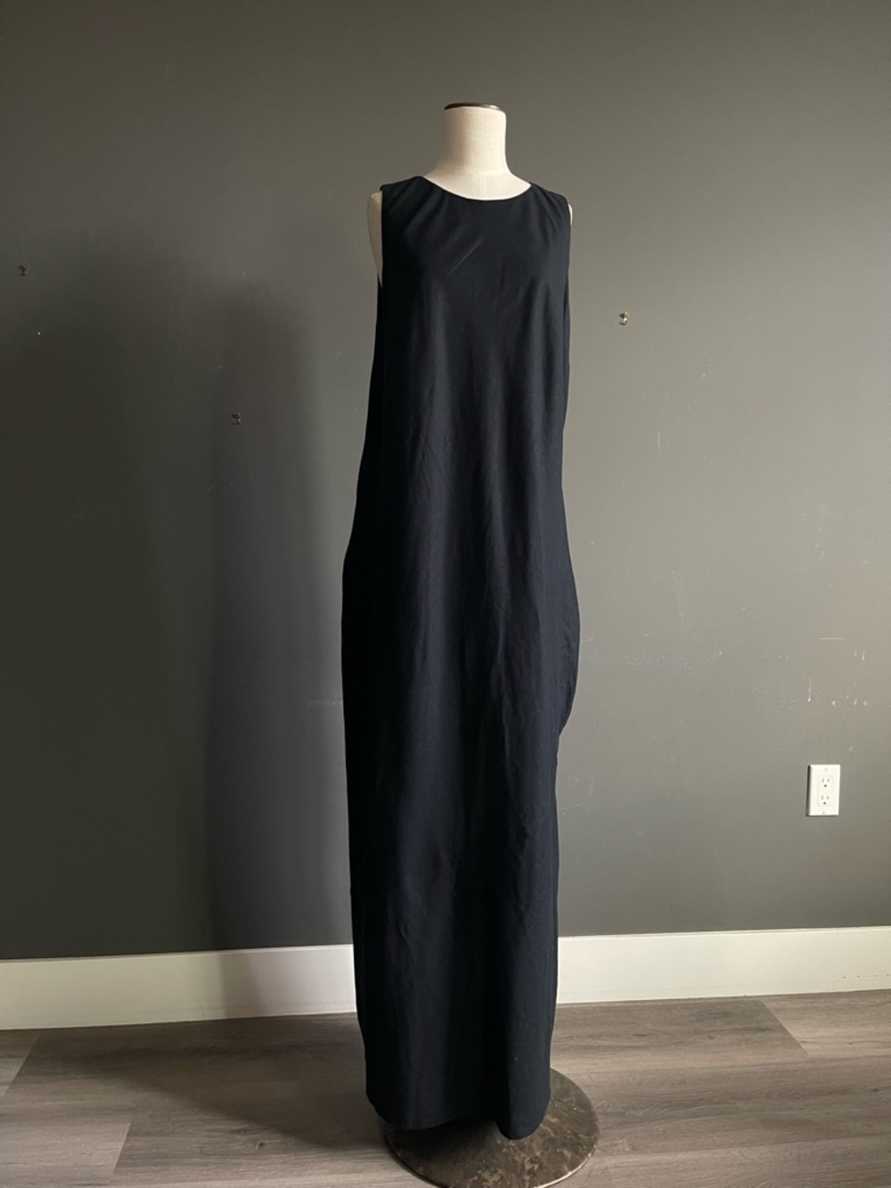 Abercrombie Linen Blend Maxi Dress Minimal Black Column Slip XL Tall NWT Capsule